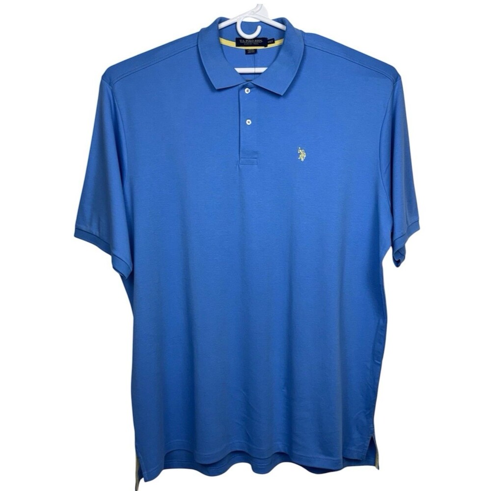 U.S. Polo Assn Mens Big 4XLT Polo Shirt Golf Blue Luxury Feel Knit Collard Tall